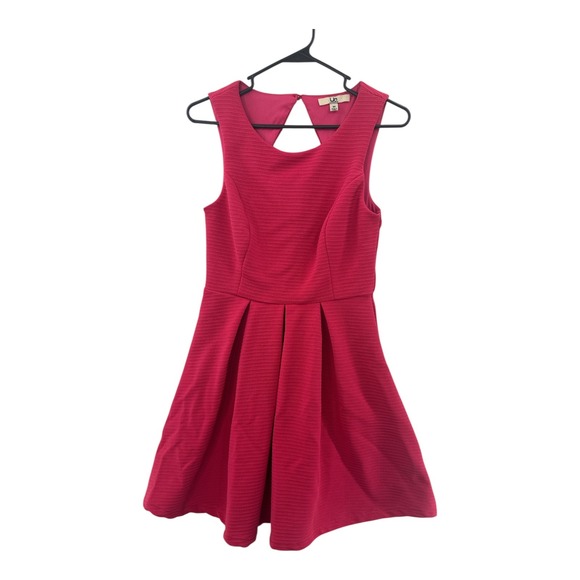 UA Los Angeles Dresses & Skirts - UA Los Angeles Pink Textured Fit Flare Mini Dress Cutout Back Sleeveless M